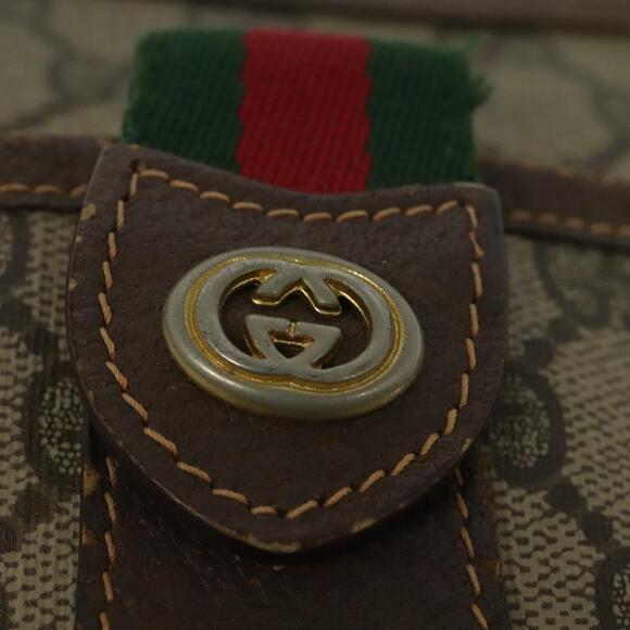 GUCCI GG Supreme Web Sherry Line Bag Pvc Beige Gold Red 89 02 032 - Picture 15 of 16